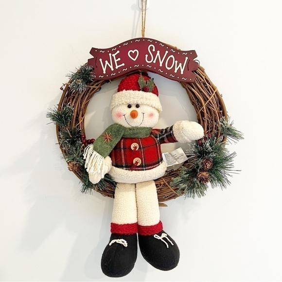 Christmas Wreath Snowman “We Love Snow” - Picture 1 of 13